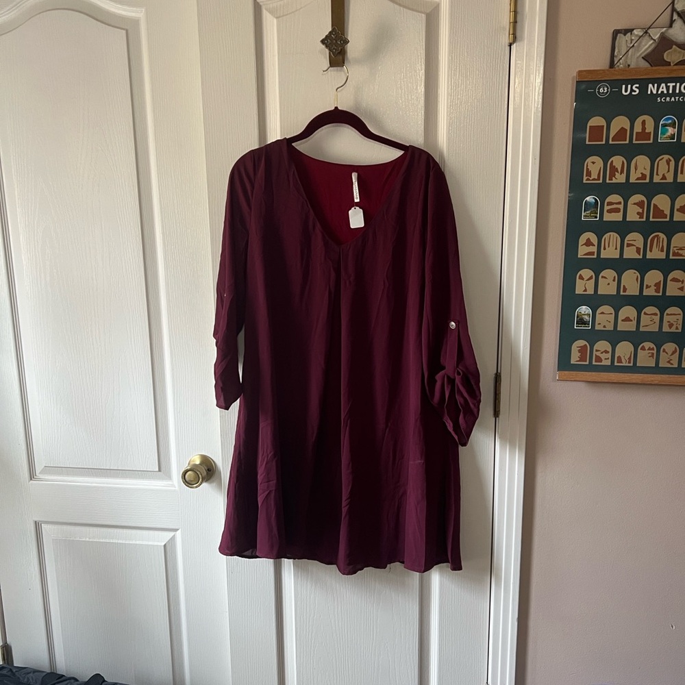 Mittoshop Deep Red V-Neck Blouse